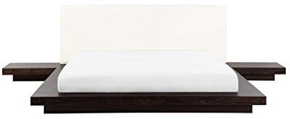 Supply24 since 2004 Designer Bett Japan Stil Japanisches Holzbett Optik flaches massives Futonbett mit Lattenrost/Lattenrahmen günstig (Nougat, 180x200)