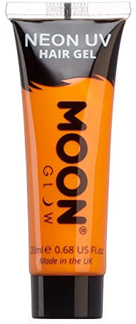 Moon Glow Gel para el cabello Neon UV - Tinte temporal para lavar el cabello - ¡Pico y brilla! Naranja intenso 20 ml (Paquete de 1)