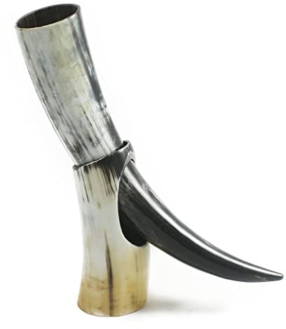 Medium Drinking Horn with Horn Stand - Polished - Perfect for Reenactment by HornCraft