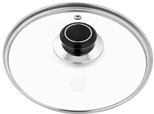 GRÄWE Glasdeckel mit Edelstahlring Ø 16 cm inkl. Dampfaustritt, spülmaschinengeeignet, Topfdeckel, Pfannendeckel, Universaldeckel, hitzebeständiger Deckel