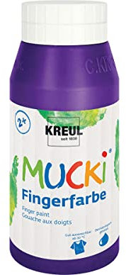 KREUL 23207 - Mucki leuchtkräftige Fingerfarbe, 750 ml in violett, auf Wasserbasis, parabenfrei, glutenfrei, laktosefrei und vegan, auswaschbar, vermalbar mit Pinsel, Schwamm, Spachtel und Fingern
