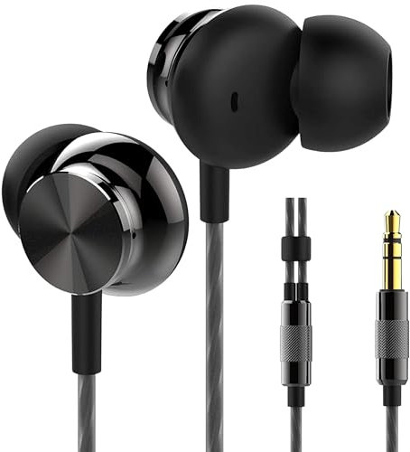Betron BS10 Earphones Wired in Ear Earbud Headphones with 12mm Bass Driver Noise Isolating Ear Buds 3.5mm Jack Tangle-Free Cord, Black
