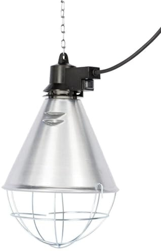 Kerbl Wärmestrahlgerät Infrarot, mit Sparschalter | 2,5 m Kabel, 2bis 175W-Lampen, Aluminium-Schirm und Schutzkorb, mit Sparschalter, inklusive Befestigungskette