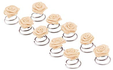 10 x Rosen Curlies - Brauthaarschmuck - Curlie - Haarschmuck | Beige