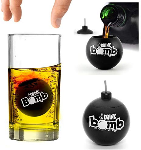 Bar Amigos Neuheit Drink Bomb Shots und Cocktail Menü Rezeptideen Karten schwarz 4er Set 25ml - Add to Shot Gläser Ideal für Jagermaister Red Bull Party