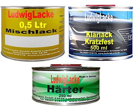 LudwigLacke 1,25 Liter Set für FIAT Bianco Farbcode: 210 Baujahr: 1987-2007 Uni Lack 0,5 Liter spritzfertiger Basislack 0,5 Liter Klarlack und 0,25 Liter passender Härter