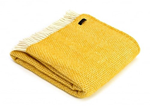 Tweedmill coperta 100% pura lana alveare, design in giallo senape, made in UK
