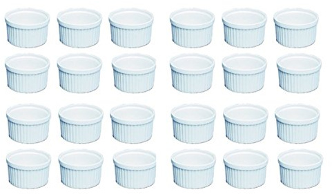 TAMLED 24 STÜCK im SET Pastetenform Ø 9 cm Auflaufschälchen, Crème brûlée und Lava Cake Förmchen, Porzellan backofenfest weiß für Muffin, Dessert, Soufflé, Ragout fin, Würzfleisch