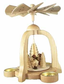 Rudolphs Schatzkiste Pyramid Forester of unpainted with Tea Light 22cm Table Pyramid ore Mountains Wood