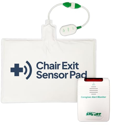 Smart Caregiver Chair Exit Alert with Wireless Pressure Sensing Pad - Instantly alerts Caregiver When They get up to Prevent Falls | Chair Pressure Sensor and Wireless Chair Alarm up to 300' Range