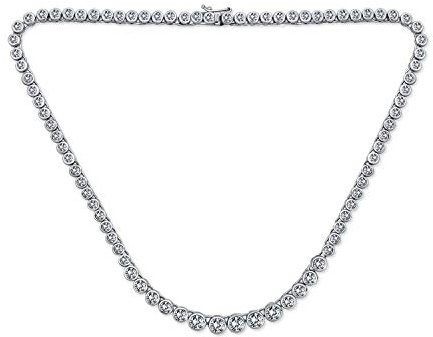 Bling Jewelry Collier De Tennis Déclaration En Argent Plaqué Pour Femmes Avec Zircone Cubique Aaa Graduée Classique Et Traditionnelle Dans Un Cercle Rond En Serti Clos Pour Mariage Et Bal