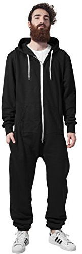 Urban Classics Sweat Jumpsuit Uomo Overall nero 63% cotone, 37% poliestere Baggy