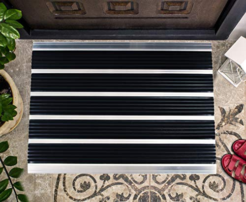 Doortex Schmutzfangmatte | Fußmatte alumat | 39 x 60 cm | aus Aluminium | Gummi | aluminium | schwarz | rechteckig | für den Außenbereich