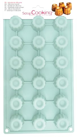 SCRAP COOKING Scrapcooking 3109 - Moule Silicone Mini-Canelés - Moule Cannelés Bordelais 18 Cavités - Moule Silicone TURQUOISE 33 x 18 x 4 cm