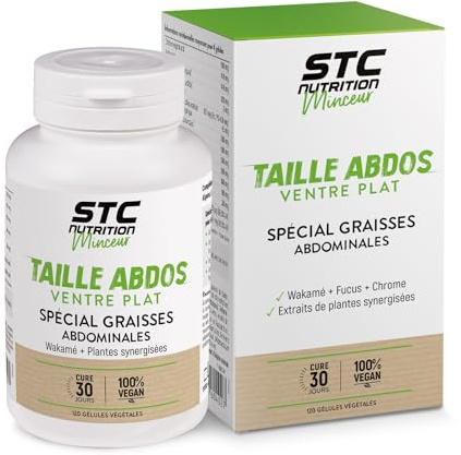 STC NUTRITION - Taille Abdos Ventre Plat - Complément Alimentaire Spécial Graisses Abdominales - Bien-être digestif - 100% Vegan - 120 Gélules Végétales