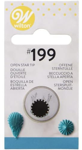 Wilton Decorating Tip Spritztülle, #199 Open Star Carded | Edelstahl Tülle für Spritzbeutel, Wiederverwendbar, Zum Dekorieren von Kuchen Torten Cupcakes, Spülmaschinenfest