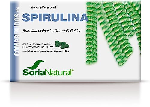 Soria Natural Spirulina Comprimidos - Superfood para Energía y Vitalidad - Refuerza tu Nutrición Diaria, Alto Contenido de Minerales y Proteína - Caja 60 comprimidos