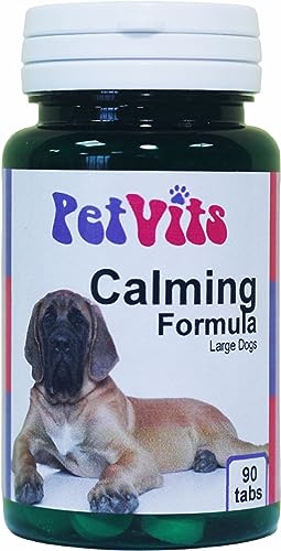 PetVits Calming Formula for Large Dogs : Calming and Relaxing Pet Supplement : 90 Tablets, in a 99% recycled pot a recyclable pot