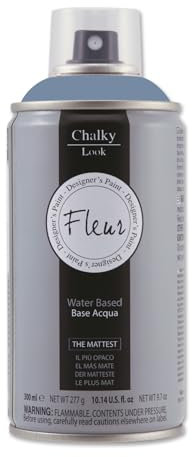 FLEUR Spray Vernice Chalk Paint, Extra Opaco, all' Acqua senza Odore, MultiSuperficie, 300 ml F63 Copenaghen Blue, Effetto Gesso, Shabby Chic Vintage, per Mobili, per Interno - Esterno