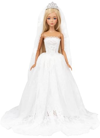 Miunana Princess Party Wedding Dress Clothes Gown Outfit with Veil for 11.5 Inch Girl Doll Gift