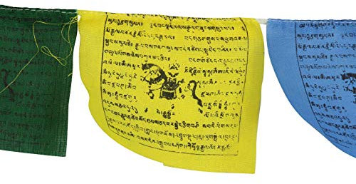 Freak Scene Tibetische Gebetsfahnen - 10 cm breit - Schwarze Schrift - 01-5 Rollen Set - Baumwolle