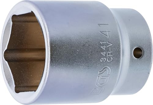 BGS 3441 | Steckschlüssel-Einsatz Sechskant | 20 mm (3/4) | SW 41 mm | Antrieb Innenvierkant 20 mm (3/4) | Chrom-Vanadium-Stahl | verchromt | Pro Torque® (Sechskant)