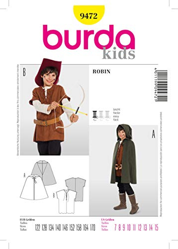 Burda b9472 Schnittmuster Robin 19 x 13 cm 122-170 EU
