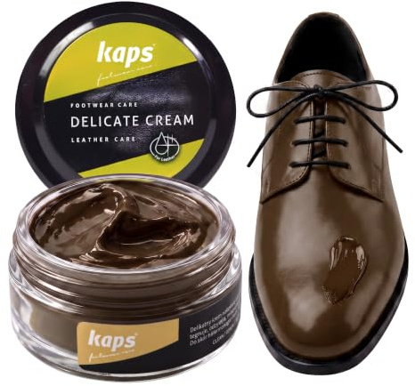 Kaps Leather Shoe Cream - Shoe Care Polish and Colour Conditioner | Refreshes Appearance | For Boots, Handbags, Furniture | Intensive Leather Care and Nourishing | 70 + Shades 50ml
