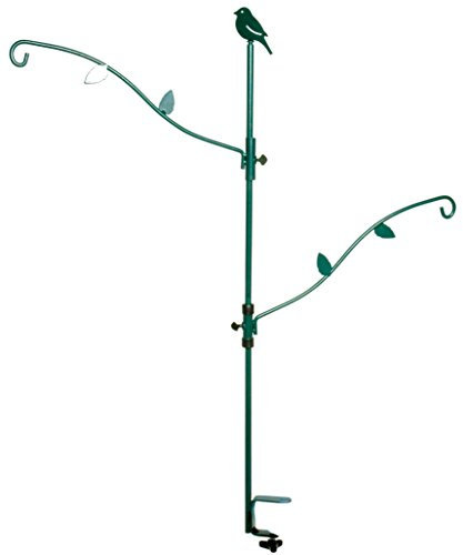 dobar 10854 Großer Balkonhalter Futtersäulen & Meisenknödelhalter - Vogelfutterspenderhalter für Balkon/Geländer/Zaun - Ständer für Meisenknödelhalter & Vogelfutterstationen - 86 x 100 cm - Dunkelgrün