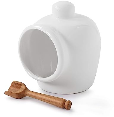Wm Bartleet & Sons - Recipiente de porcelana, diseño tradicional, ideal para guardar la sal, Blanco, 9 cm
