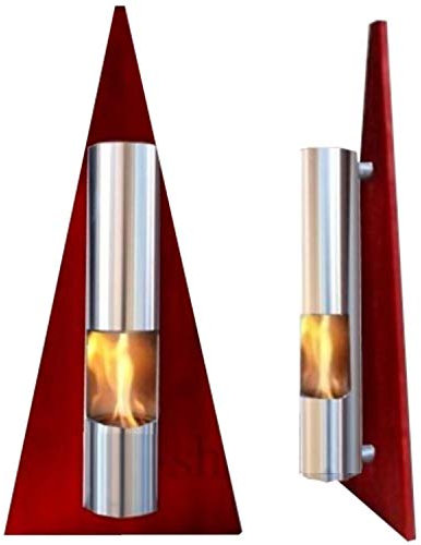Ethanolkamin und Gelkamin Wandkamin Modell Pyramide - Wählen Sie die Farbe (Rot)