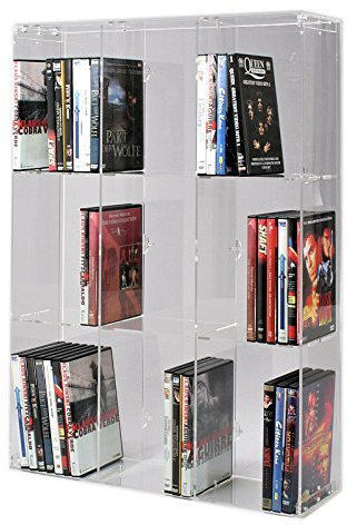 SORA Scaffale modulare per Dvd in Acrilico con Pannello Posteriore Trasparente