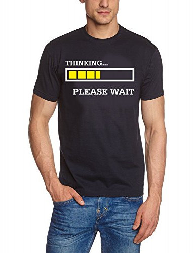 Coole-Fun-T-Shirts Thinking... Please Wait ! T-Shirt, Navy, Gr.XL