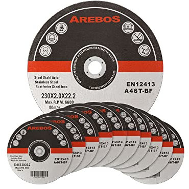 Arebos Meule à tronçonner 50x 230 mm | Fer, Métal, Acier, Inox, Aluminium (230 x 1,0 x 22,2 mm) Disques à tronçonner 230 pour Meuleuse d'Angle