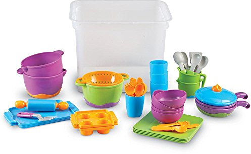 Learning Resources New Sprouts Classroom Kitchen Set - 45 Pieces, Ages 2+ Pretend Play Food for Toddlers, Preschool Learning Toys, Kitchen Play Toys for Kids