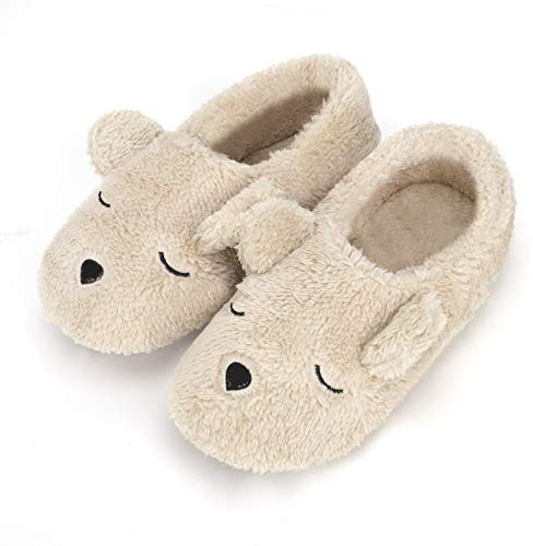 FakeFace Weiche Plüsch Hausschuhe Liebespaar Pantoffeln Slippers mit Super Süße Cartoon Bär für Winter Herbst Frühling, Größe