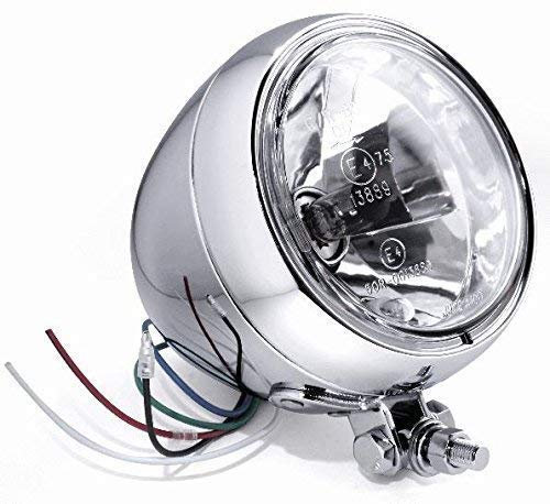 Motorrad Chopper 4,5 Zoll Scheinwerfer Klarglas chrom Universal 12V Durchmesser 125mm