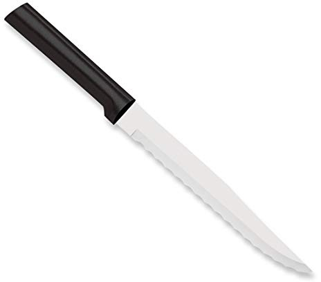 Rada Cutlery Serrated Slicer Knife (W238), 7 Stainless Steel Serrated Blade, Black Handle