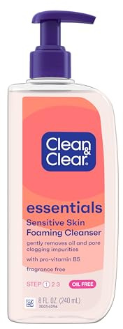 Clean & Clear Essentials Foaming Facial Cleanser, Oil-Free Daily Face Wash to Remove Dirt, Oil & Makeup, 8 fl. oz