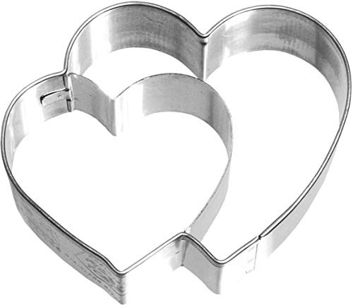 Birkmann 1010688510 Galletas Forma Doble corazón Acero Inoxidable, 6,5 cm, plástico, Gris, 5 x 3 x 2 cm