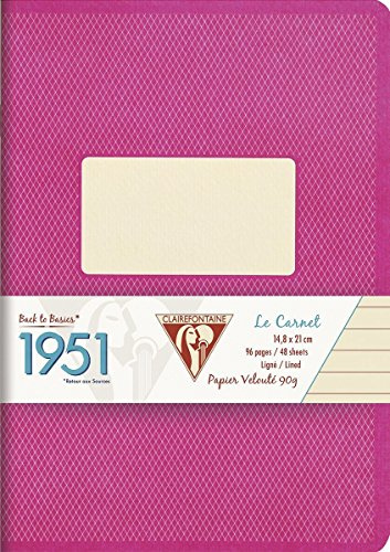 Clairefontaine 195836C Back to basics 1951 Heft (DIN A5, 14,8 x 21 cm, liniert, 48 Blatt) 1 Stück himbeer