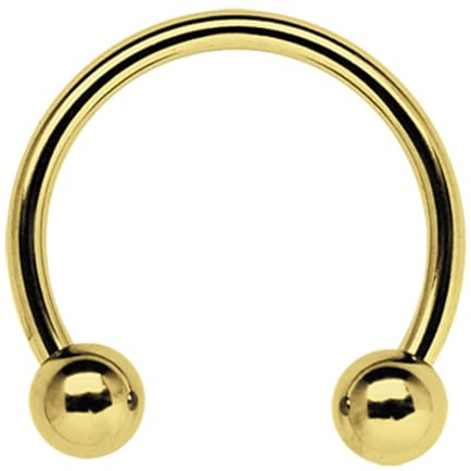 Circular Barbell Ring, Horseshoe, PVD Gold, in 1,2 mm mit Kugeln