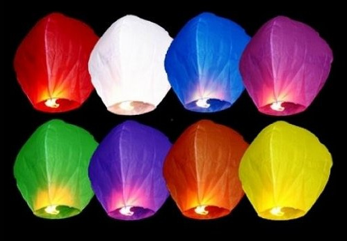 Happy Casa Farol eléctrico volador globo chino Sky Lantern 10 unidades, LED, batería alcalina AA, papel, no resistente al agua