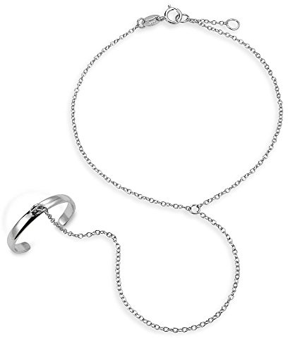 Bling smycken trendigt delikat handkedja dansare slavarmband för kvinnor tonåringar och ring guldpläterad. 925 sterlingsilver justerbar, En storlek, Sterlingsilver, Ingen ädelsten