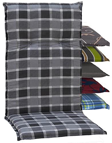 Beo® Gartenstuhlauflagen Barcelona | Waschbar & UV-beständig | Atmungsaktive Sitzkissen Outdoor für Hochlehner | Made in EU | Öko-Tex Standard | 118x50cm, grau/anthrazit