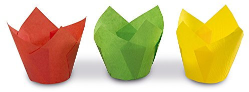 Guardini, Set di 12 pirottini tulipano Ø 7,5 cm, Monouso, Carta da forno, Colori assortiti, Made in Italy, Linea Easy Bake