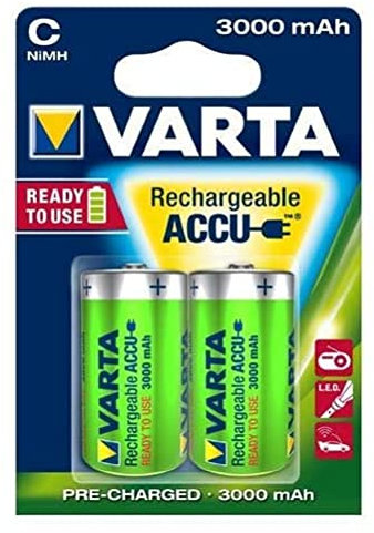 Varta Baby C Rechargeable Energy Akku 2200mAh NI-MH 2er Pack, 56614101402, grün, CR2032