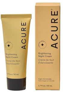 Acure Brightening Night Cream - Radiance Boosting Night Face Cream for Women & Men, Hydrating & Revitalizing Moisturizer for Uneven Skin Tone & Dullness w/Chlorella, Echinacea & Argan Oil - 1.7 fl oz