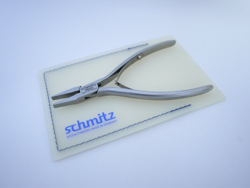 INOX Flachzange 120mm - schmitz 4222FP00RF - gerade Greif-Backen mit Verzahnung - Durchgestecktes Zangengelenk für den Profi - Rostfrei - Made in Germany - Solingen