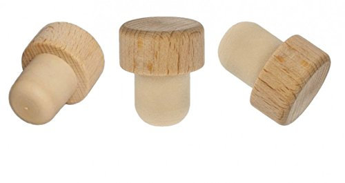 5x Holzgriff Korken Echtholz für alle gängigen Flaschen Sehr robust! 19,5 mm